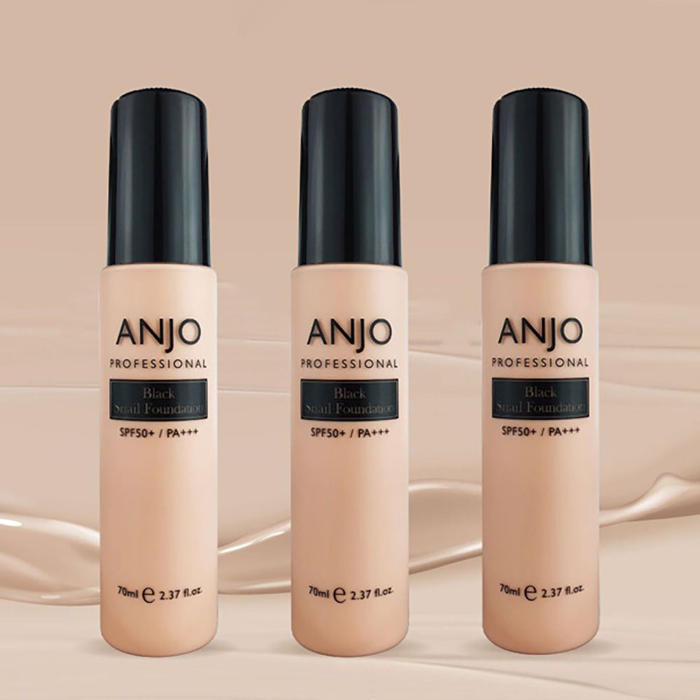 [ANJO] Black Snail Foundation SPF50+ PA+++ 70ml - Lightweight Texture, 2000mg Snail Mucus, Green Tea Antioxidants - Made in Korea